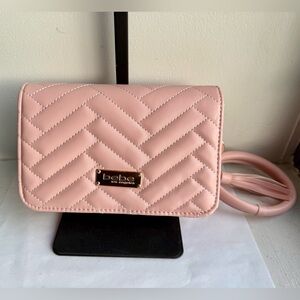Bebe Sophia Quilted Crossbody Bag with Wristlet - Pink